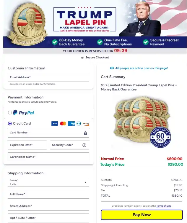 Trump Gold Lapel Pin Trump Gold Lapel Pin Order Page
