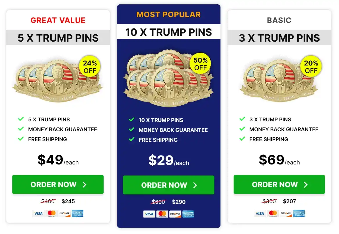 Trump Gold Lapel Pin Trump Gold Lapel Pin price
